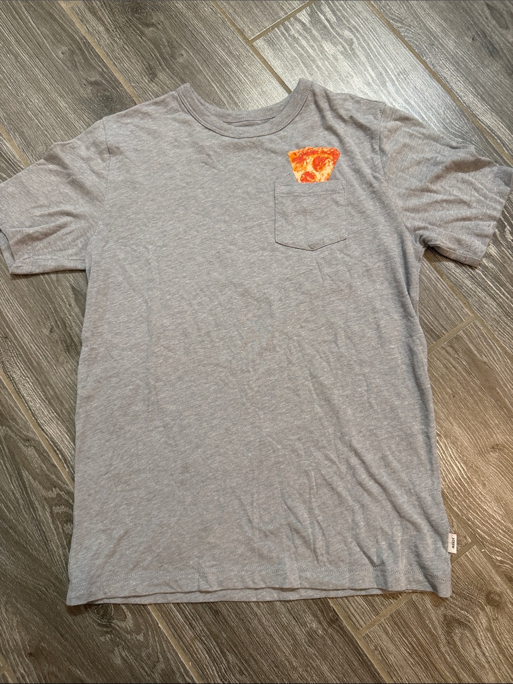 Crewcuts boys Large 10 11 Gray Short-Sleeve Pocket Tee with Pizza Graphic *soft!